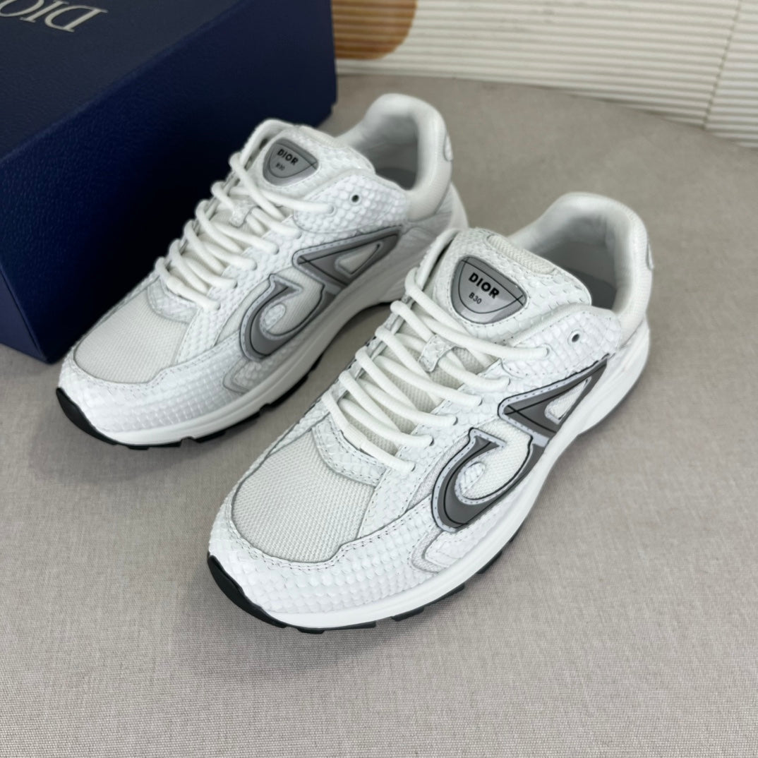 B30 Inspired Sneakers – White Snake Leather